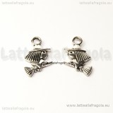 Charm streghetta double-face in metallo argento antico 13x10mm