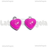 Charm Cuore in Acciaio Inox smaltato Rosa Acceso 8x9mm