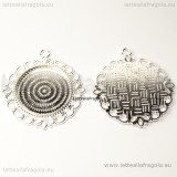 Base Tonda in metallo silver plated 44x40mm per cammei 25mm