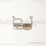 Charm Computer in metallo argento antico 21x15mm