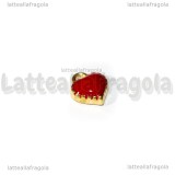 Charm Cuore in metallo dorato smaltato rosso 8x7.5mm