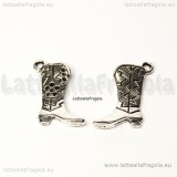 Charm Stivali da Cowboy in metallo argento antico 22x14mm