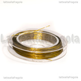 10 Metri Cavetto d'acciaio rivestito in nylon Oro 0.45mm