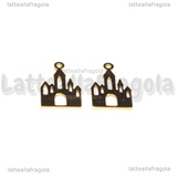 Ciondolo Castello in Acciaio Inox Dorato 17x10.5x1mm