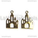 Ciondolo Castello in Acciaio Inox Dorato 17x10.5x1mm