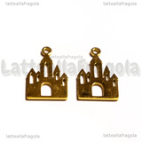 Ciondolo Castello in Acciaio Inox Dorato 17x10.5x1mm