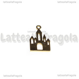 Ciondolo Castello in Acciaio Inox Dorato 17x10.5x1mm