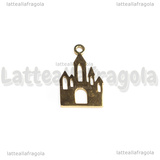 Ciondolo Castello in Acciaio Inox Dorato 17x10.5x1mm