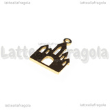 Ciondolo Castello in Acciaio Inox Dorato 17x10.5x1mm