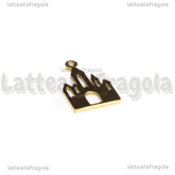 Ciondolo Castello in Acciaio Inox Dorato 17x10.5x1mm