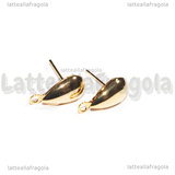 Coppia Orecchini Goccia a perno in Ottone placcato Oro 18K 17x8.5mm
