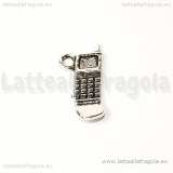 Charm telefono cellulare in metallo argento antico 19x9mm