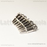 10 Charms Proiettile 3D in metallo argento antico 15x4mm