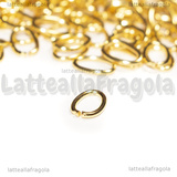 50 Anellini Ovali apribili in Acciaio Inox Dorato 10x6.5x1.2mm