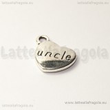 Ciondolo Cuore Uncle double-face in metallo argento antico 18x14mm