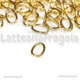 50 Anellini Ovali apribili in Acciaio Inox Dorato 10x6.5x1.2mm