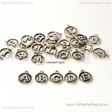 Set alfabeto in metallo argento antico double-face 12mm 26pezzi