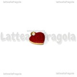 Charm Cuore in ottone dorato smaltato rosso 10x9mm