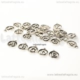Set alfabeto in metallo argento antico double-face 12mm 26pezzi