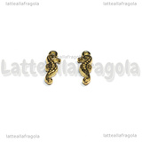 Ciondolo Cavalluccio Marino 3D in Acciaio Inox Dorato 14.5x5x3mm