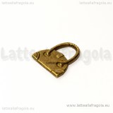 Ciondolo borsa double-face in metallo color bronzo 16x14mm