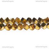 Cubi Sfaccettati in Ematite non magnetica Toni Dorati 4x4mm filo 40cm