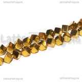 Cubi Sfaccettati in Ematite non magnetica Toni Dorati 4x4mm filo 40cm