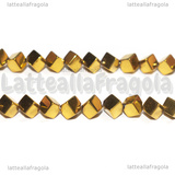 Cubi Sfaccettati in Ematite non magnetica Toni Dorati 4x4mm filo 40cm