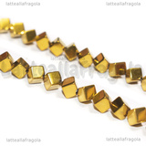 Cubi Sfaccettati in Ematite non magnetica Toni Dorati 4x4mm filo 40cm