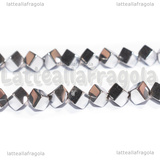 Cubi Sfaccettati in Ematite Argentata non magnetica 4x4mm filo 40cm