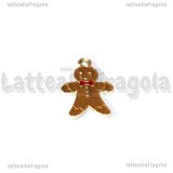 Charm Gingerbread in metallo dorato smaltato cioccolato 20.5x14mm
