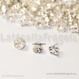 25 Coppette copriperla filigranate in metallo silver plated 5x6mm