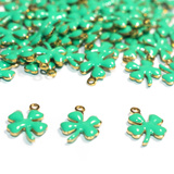 3 Charms Quadrifoglio in Acciaio Inox dorato smaltato tiffany 13x9mm