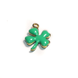 3 Charms Quadrifoglio in Acciaio Inox dorato smaltato tiffany 13x9mm