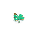 3 Charms Quadrifoglio in Acciaio Inox dorato smaltato tiffany 13x9mm