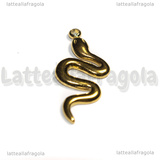 Ciondolo Serpente in Acciaio Inox Dorato 26x11x2mm