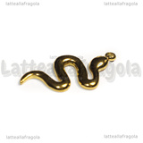 Ciondolo Serpente in Acciaio Inox Dorato 26x11x2mm