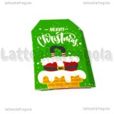 5 Tag natalizi in cartoncino colorato fantasia Babbo Natale 50x30mm