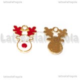 Charm Rudolf in metallo dorato smaltato 17x13mm