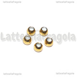 5 Sferette in Acciaio Inox Dorato interno in silicone 4x3.3mm