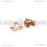 Charm Carrozza di Cenerentola in metallo dorato smaltato rosa 13x12mm
