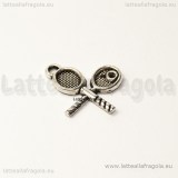 Charm Racchette in metallo argento antico 19x16mm