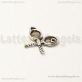 Charm Racchette in metallo argento antico 19x16mm