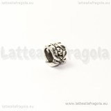 Spaziatore foro largo in metallo argento antico 8x6mm