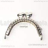 Chiusura Clip Clap in metallo argentato 7.5cm con pomelli a cuore