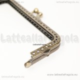 Chiusura Clip Clap rettangolare decorata in metallo bronzato 12.7x6.6cm