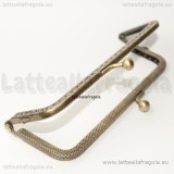 Chiusura Clip Clap rettangolare decorata in metallo bronzato 12.7x6.6cm