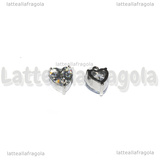 Charm Cuore in Acciaio Inox punto luce cristal 8x6x4mm