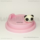 Tazza in ceramica fantasia Panda con tappo in silicone 13x9x6cm