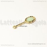 Charm Specchio in metallo gold plated smaltato azzurro Tiffany 24mm